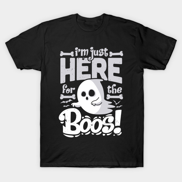 Funny Halloween Im Just Here For The Boos Drinking Ghost T-Shirt-TOZ